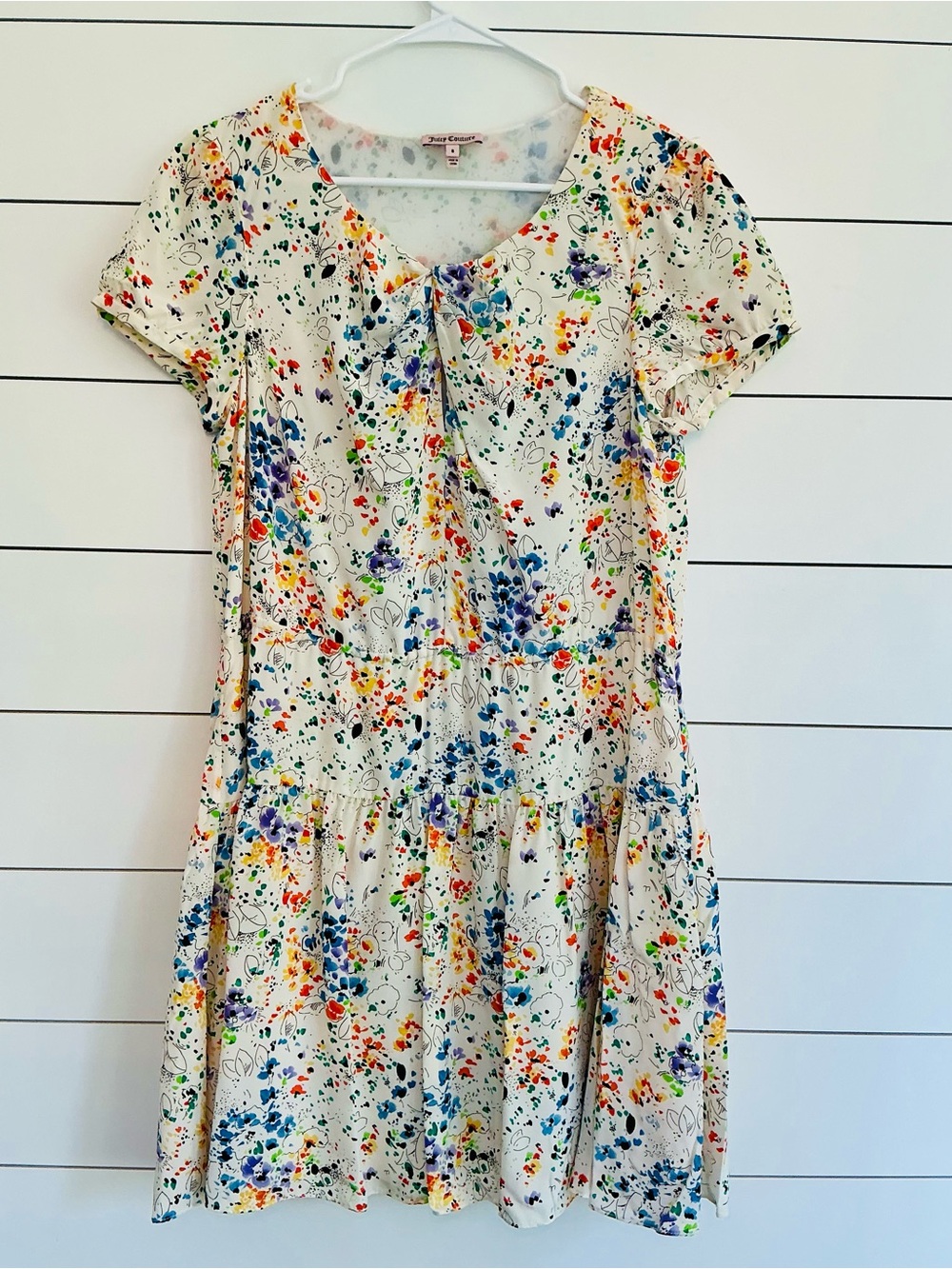 Women’s Juicy Couture Silk Watercolor Floral Mini Dress Size 8